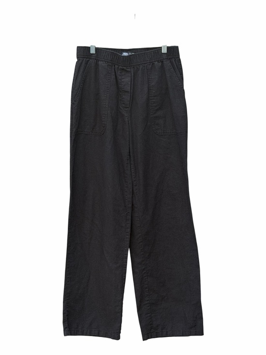 Zara Pants - Zara Wide-Leg Black Women's Pants Elastic Waist- Cotton/linen-pockets-Tall/Small